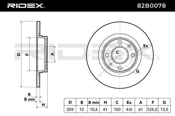 82B0078 Bremsscheiben RIDEX 82B0078 - Große Auswahl - stark reduziert