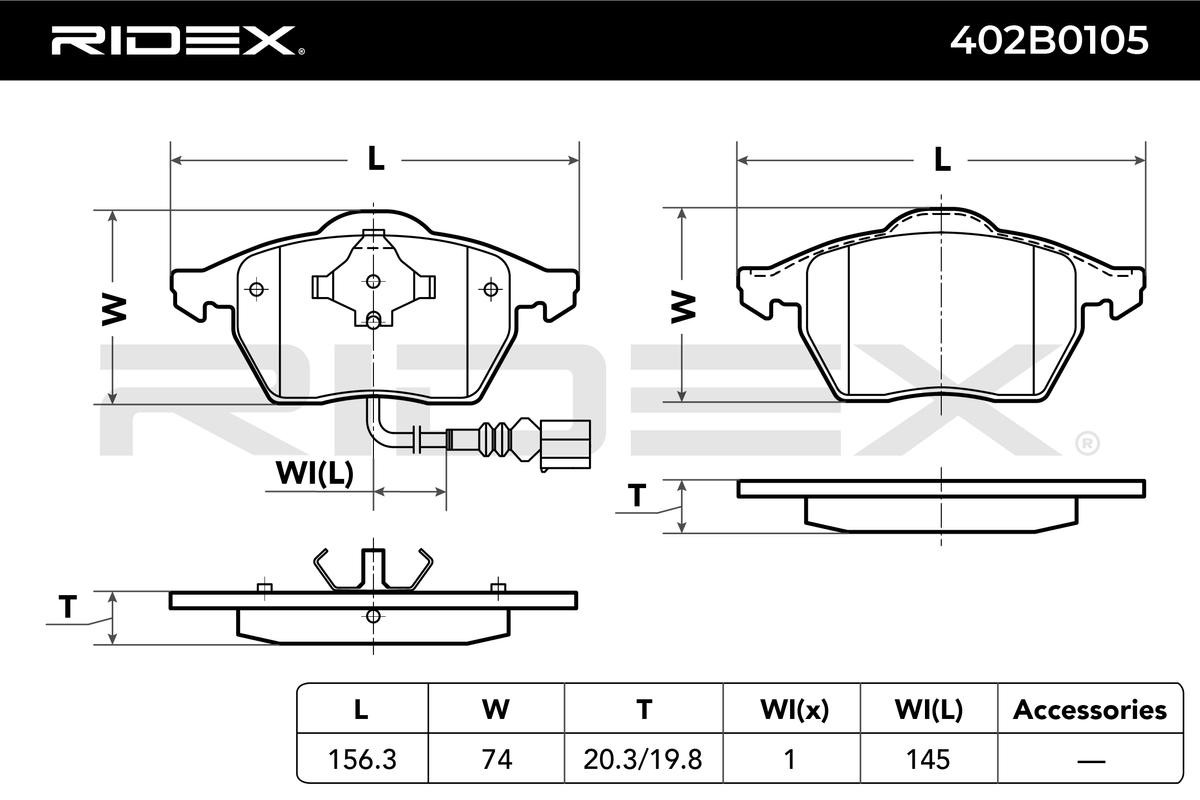 OEM-quality RIDEX 402B0105 Disc pads