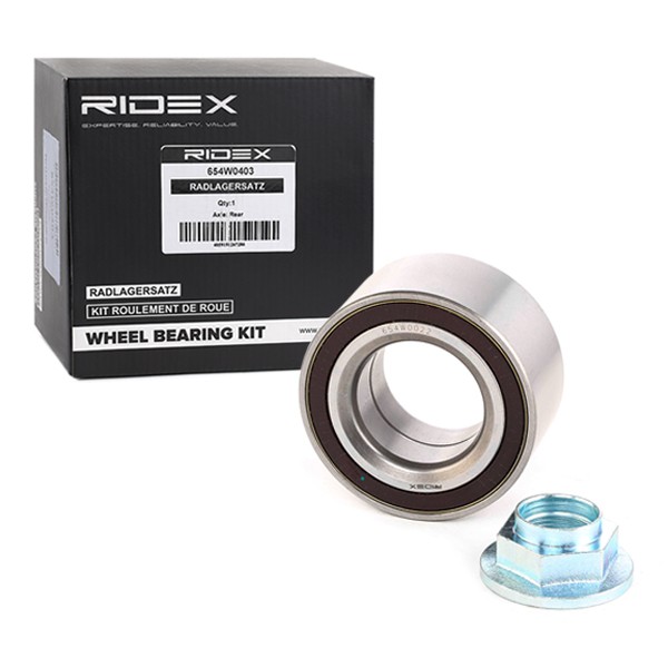RIDEX 654W0022 Wheel bearing kit Front axle both sides, with integrated ABS sensor, 75,00 mm