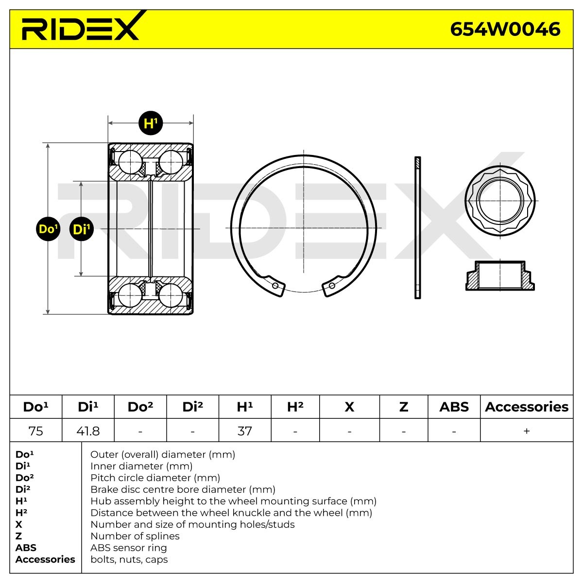 RIDEX Hjullagersats BMW 654W0046 33411130617,33412220987,51822245 Hjullager,Framhjulslager,Bakhjulslager,Framhjulslagersats,Hjullager & Hjullagersats