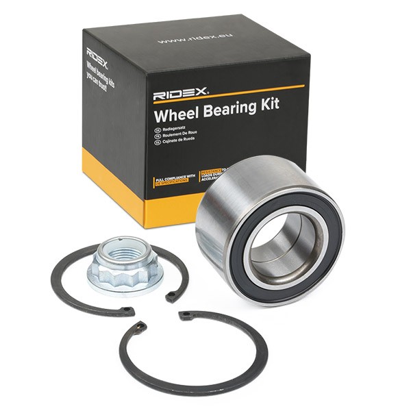 RIDEX 654W0018 Wheel bearing kit Front axle both sides, with attachment material, with nut, 66 mm