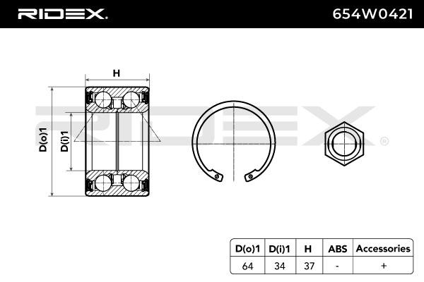 RIDEX Hub bearing 654W0421