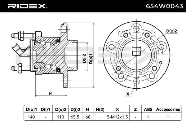 OEM-quality RIDEX 654W0043 Wheel bearing & wheel bearing kit