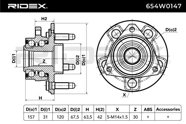 654W0147 Radlager RIDEX 654W0147 - Große Auswahl - stark reduziert