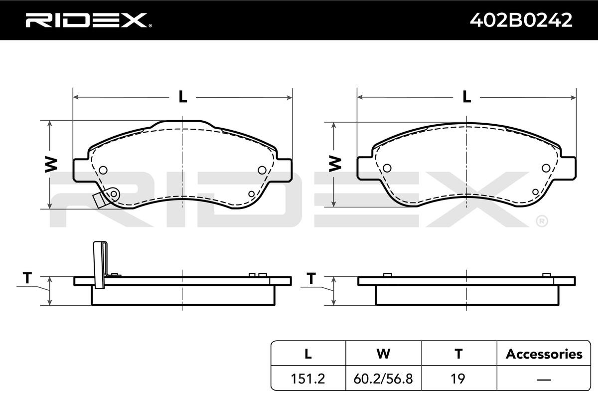402B0242 Bremsbeläge RIDEX 402B0242 - Große Auswahl - stark reduziert
