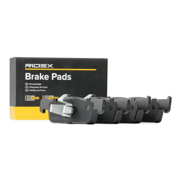 Racing brake pads RIDEX Front Axle, not prepared for wear indicator, with piston clip - 402B0617