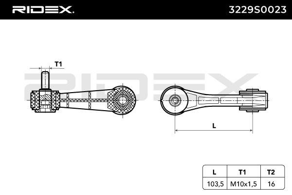 3229S0023 RIDEX Bielletta barra stabilizzatrice Assale anteriore  bilaterale, 103,5mm, M10×1,5 , Plastica ▷ AUTODOC prezzo e recensioni