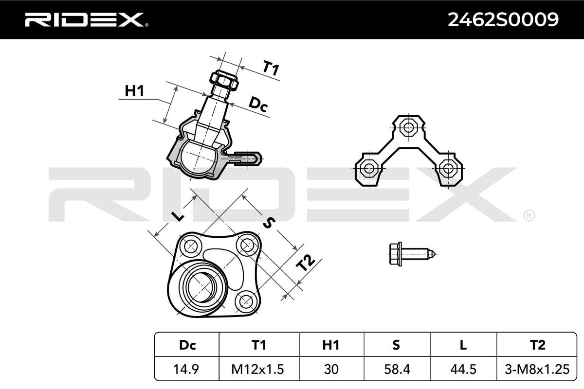 RIDEX Ball joint in suspension 2462S0009