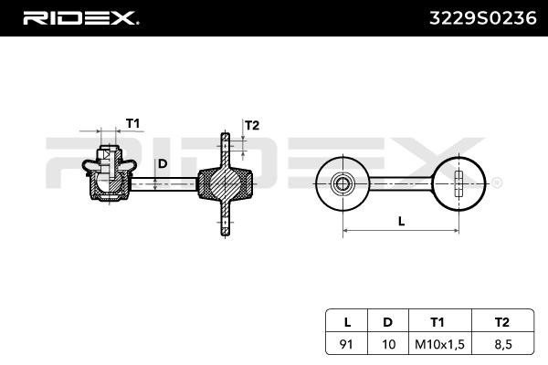 RIDEX 3229S0236 Bielletta barra stabilizzatrice Assale post. bilaterale, 91mm, Acciaio