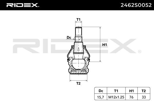 RIDEX Ball joint in suspension 2462S0052