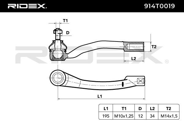 RIDEX Track rod end ball joint 914T0019 buy online