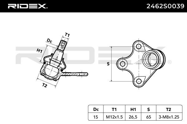 RIDEX Ball joint in suspension 2462S0039