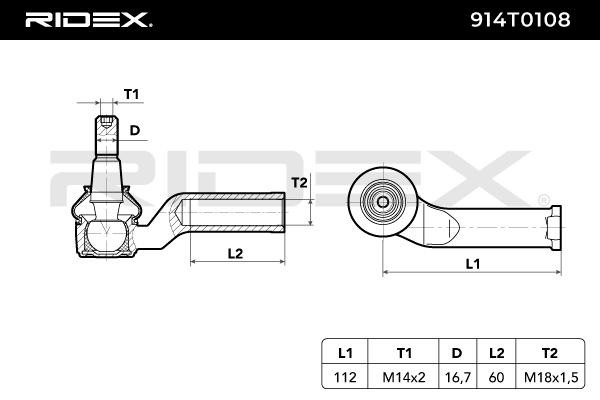 RIDEX Outer tie rod 914T0108