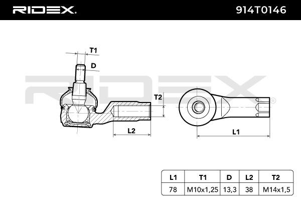 OEM-quality RIDEX 914T0146 Track rod end