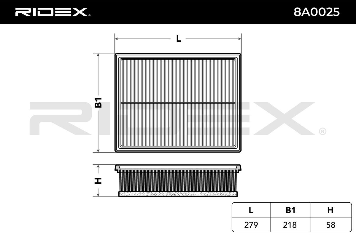 OEM-quality RIDEX 8A0025 Engine filter