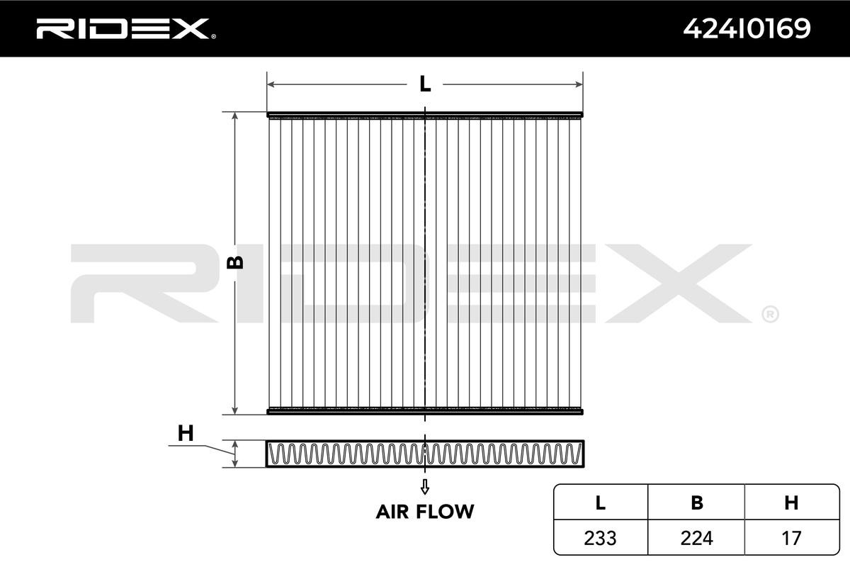 RIDEX 424I0169 Air conditioner filter Particulate Filter, 235 mm x 223 mm x 18 mm