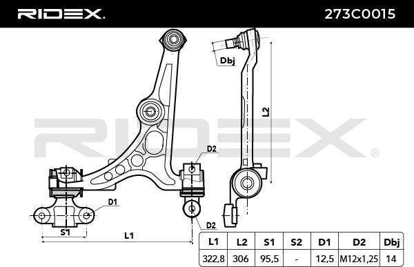 RIDEX 273C0015 Suspension control arm Right, Front Axle, Control Arm, Cone Size: 17 mm
