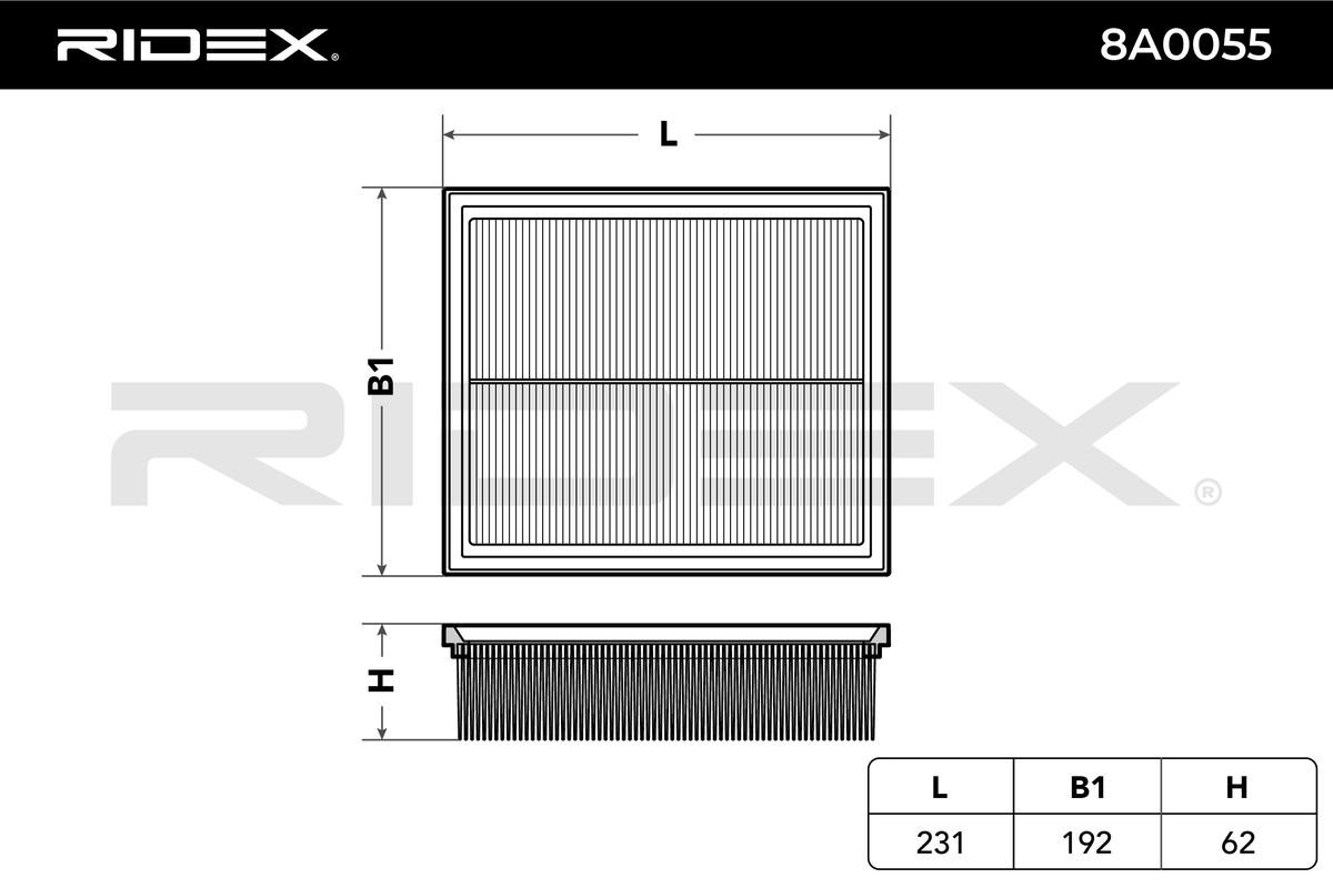 8A0055 Engine air filter RIDEX 8A0055 review and test