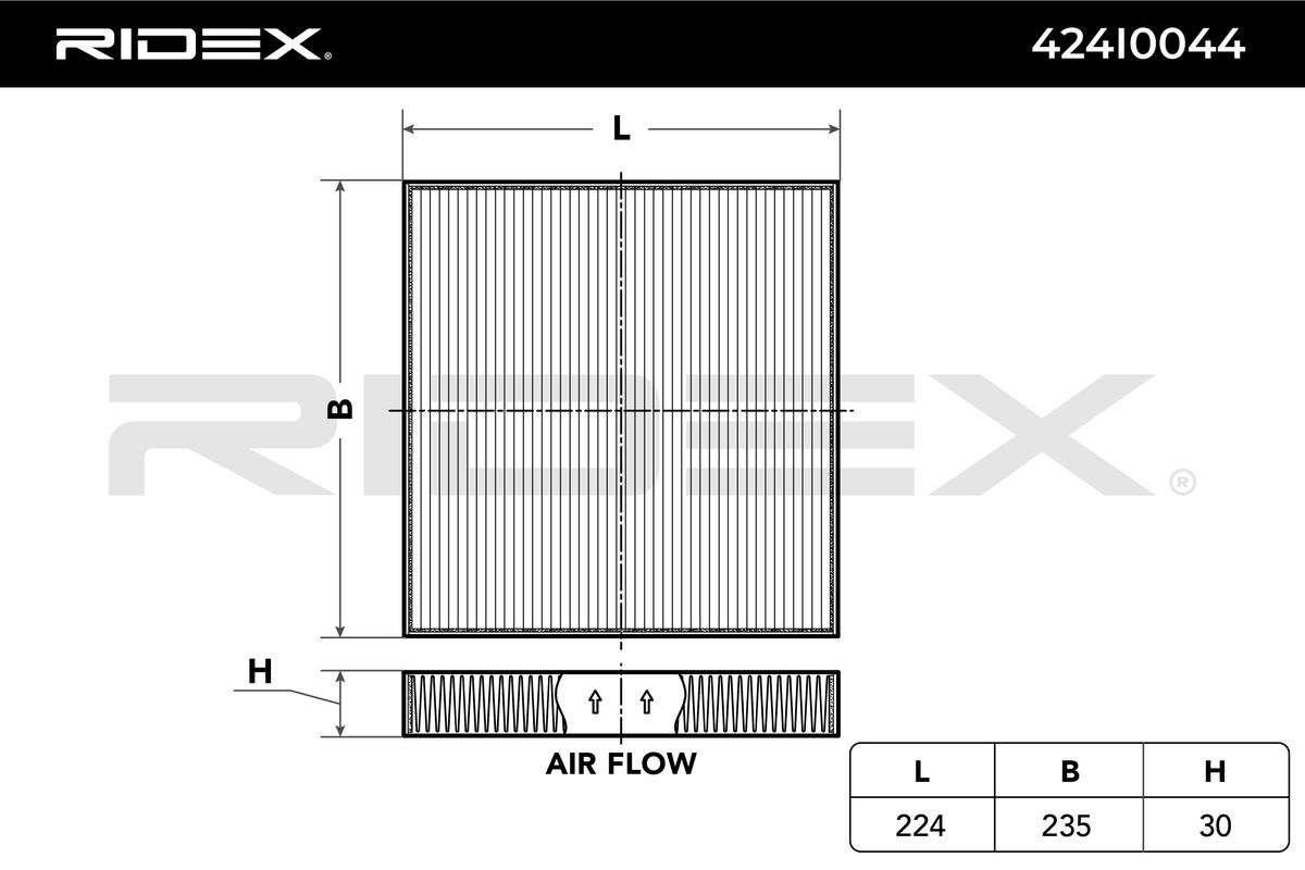 RIDEX 424I0044 Pollen filter Particulate Filter, 224 mm x 235 mm x 30 mm