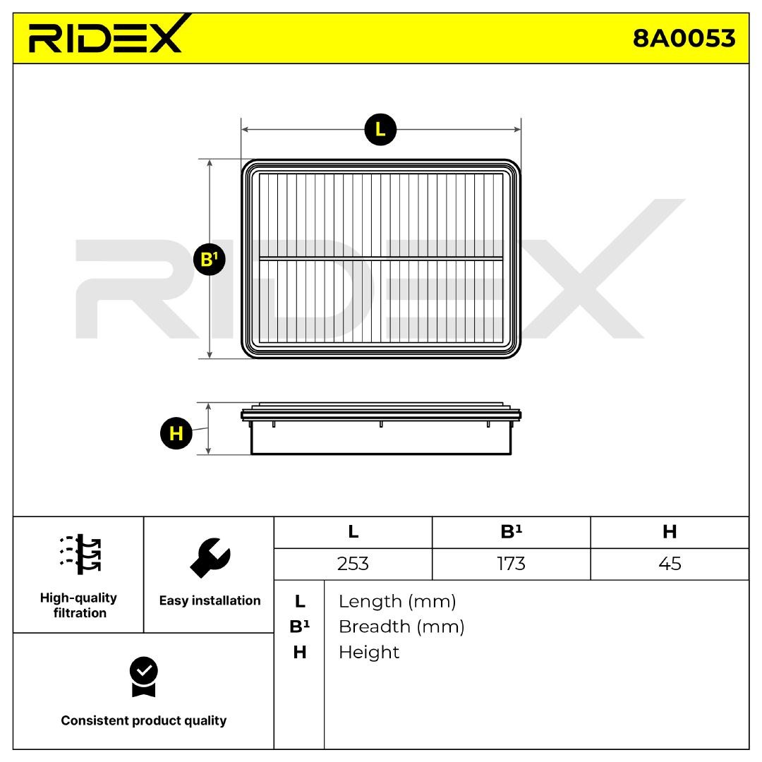 OEM-quality RIDEX 8A0053 Engine filter