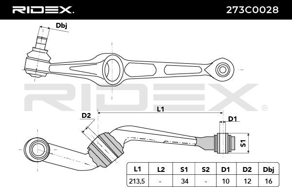 OEM-quality RIDEX 273C0028 Suspension control arm