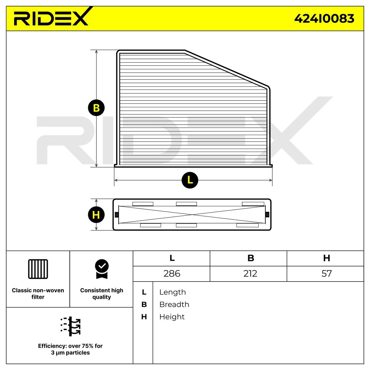 OEM-quality RIDEX 424I0083 Air conditioner filter