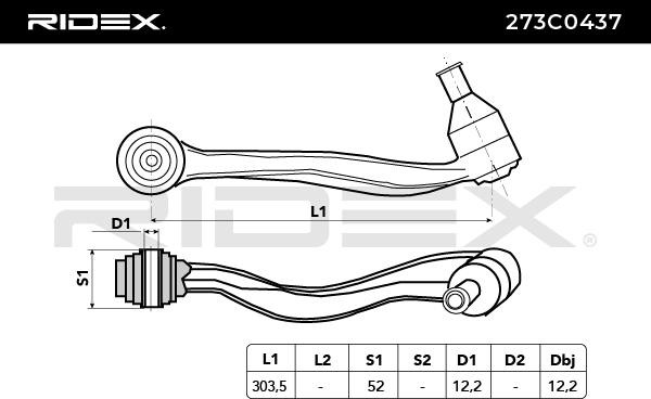 273C0437 Suspension wishbone arm 273C0437 RIDEX Front Axle, Right, Lower, Rear, Control Arm