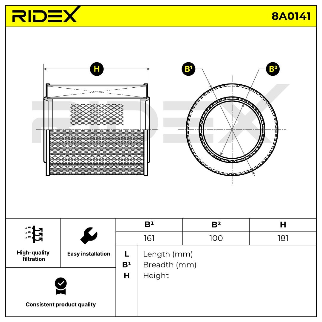 OEM-quality RIDEX 8A0141 Engine filter