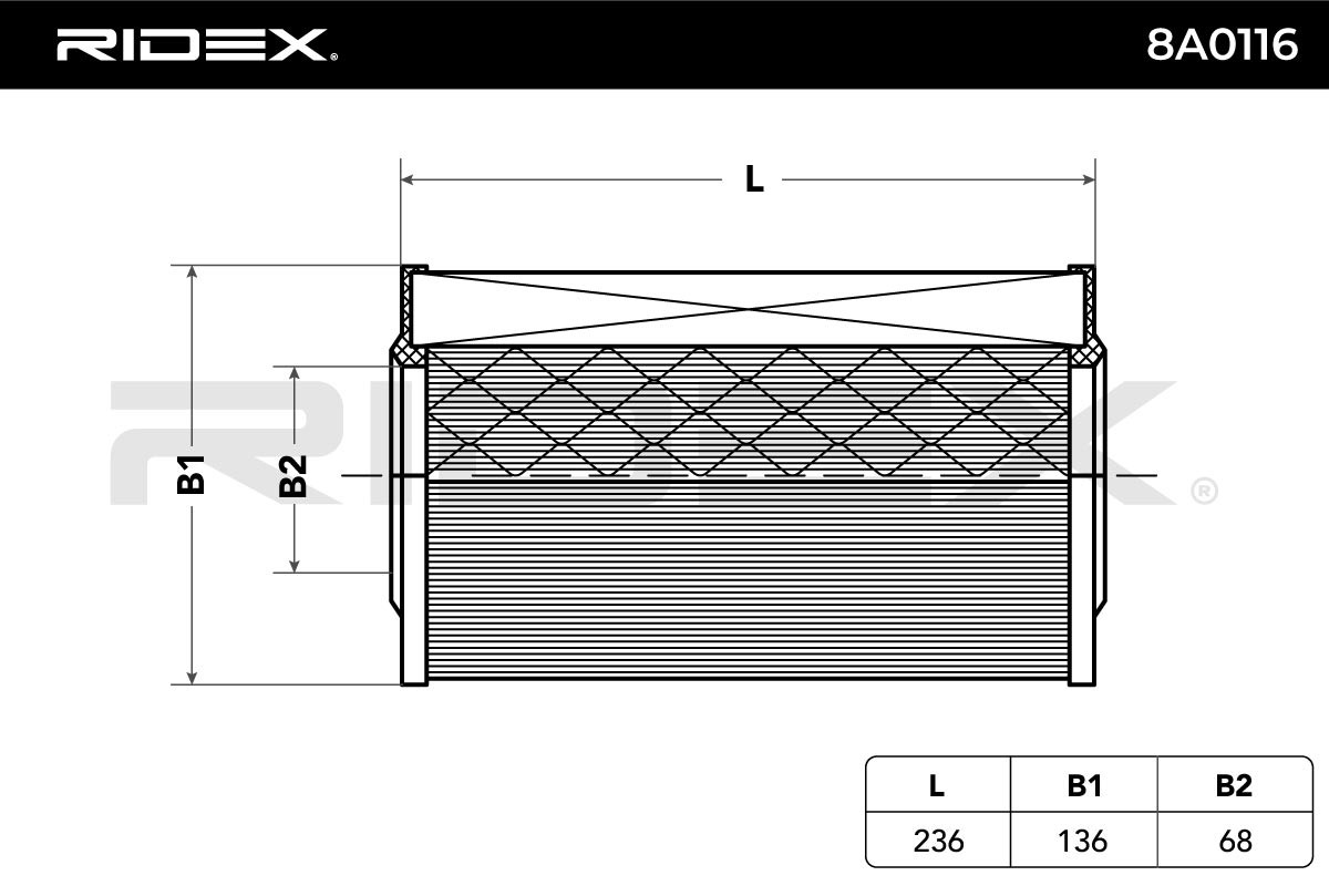 OEM-quality RIDEX 8A0116 Engine filter