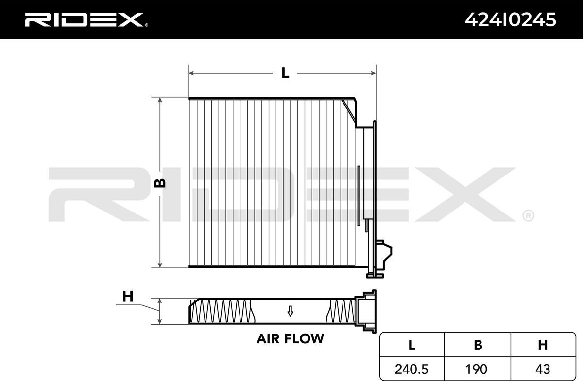 RIDEX 424I0245 Cabine filter Filter insert, Stoffilter