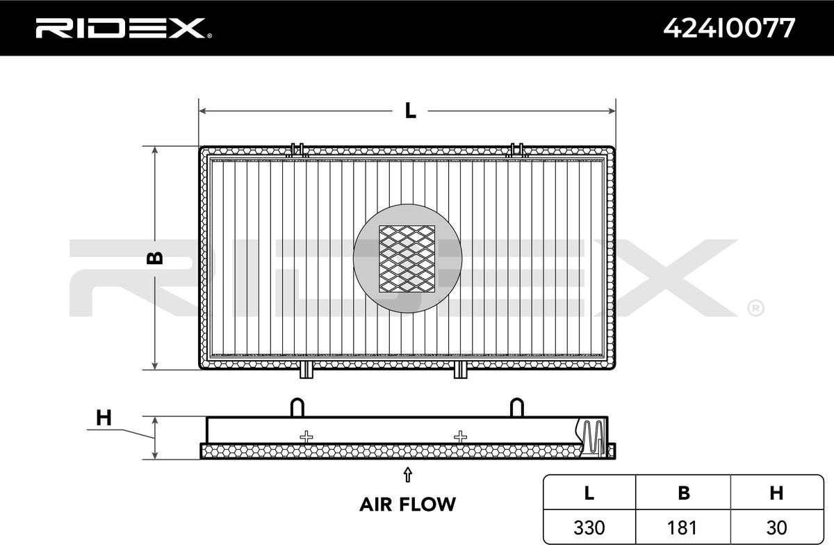 Filtro abitacolo RIDEX 424I0077 - Impianto di riscaldamento pezzi di ricambio per Renault comprare