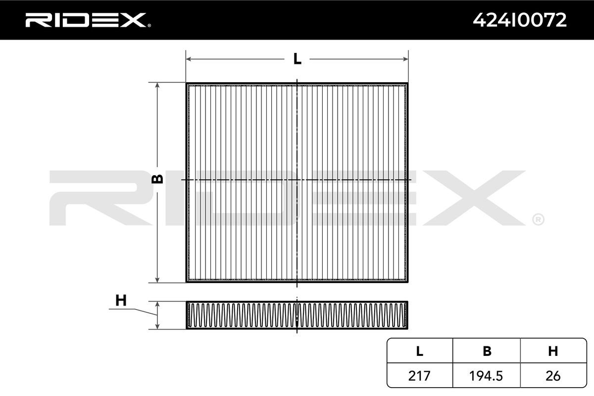 RIDEX 424I0072 Pollen filter Particulate Filter, 217 mm x 195 mm x 26 mm