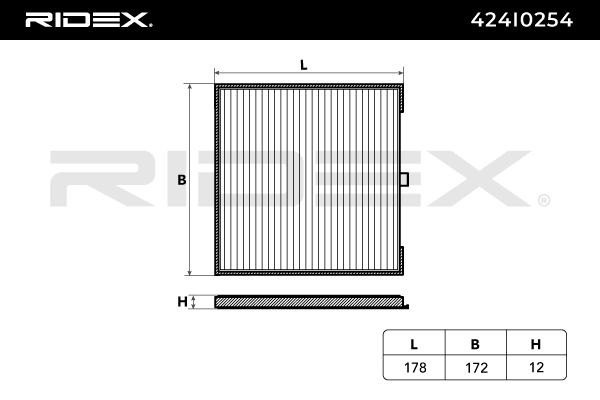 RIDEX 424I0254 Air conditioner filter Particulate Filter, 184 mm x 183 mm x 12 mm