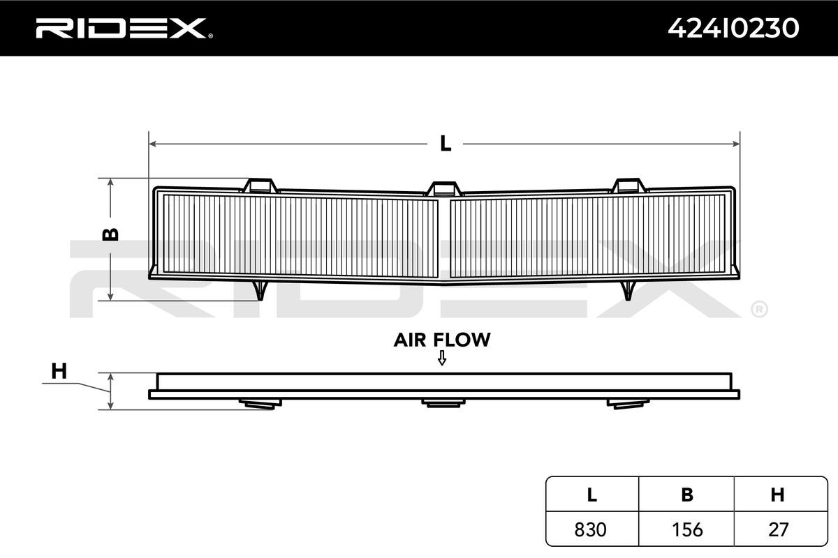 RIDEX 424I0230 Air conditioner filter Filter Insert, Particulate Filter x 156,0 mm x 27,0 mm