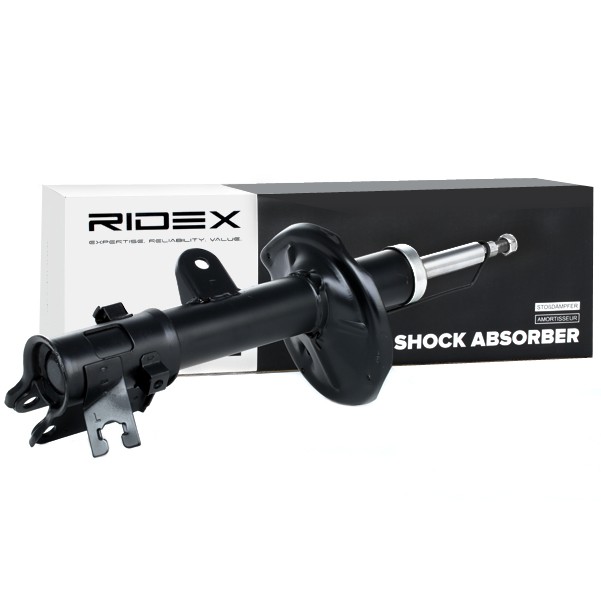 RIDEX 854S0202 Shock absorber Front Axle Right, Gas Pressure, Twin-Tube, Suspension Strut, Top pin, Bottom Clamp
