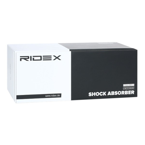 RIDEX 854S0041 VOLVO Stoßdämpfer-Komplettsatz Vorderachse rechts, Gasdruck, Zweirohr, Federbein, unten Platte, oben Stift, unten Schelle