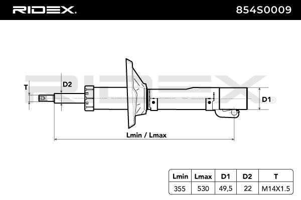 854S0009 Амортисьор RIDEX - на по-ниски цени