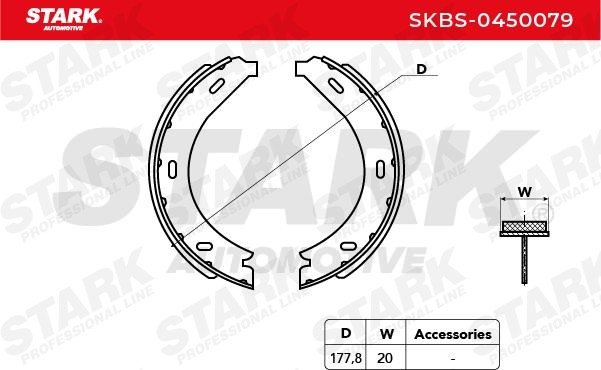STARK SKBS-0450079 Brake Shoe Set Rear Axle, Ø: 177,8 x 20 mm