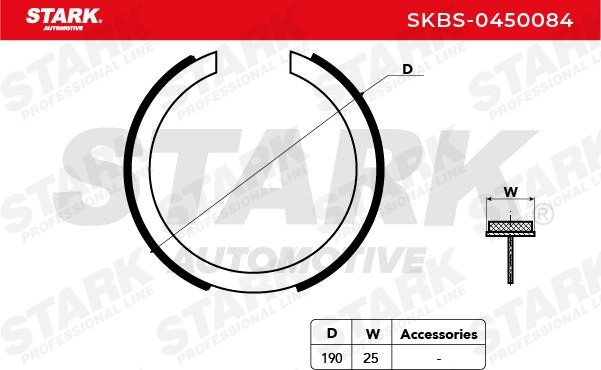 STARK SKBS-0450084 Brake Shoe Set Rear Axle, Ø: 190 x 25 mm