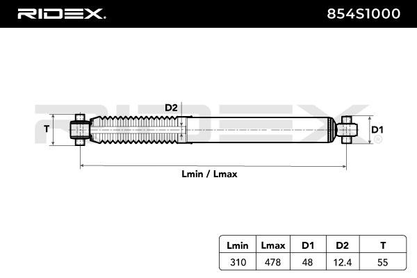 854S1000 Stoßdämpfer RIDEX - Markenprodukte billig