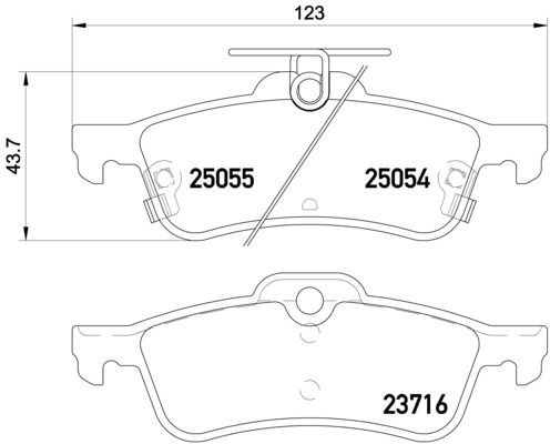 P28070 Set of brake pads D1951 9177 BREMBO with acoustic wear warning, without accessories