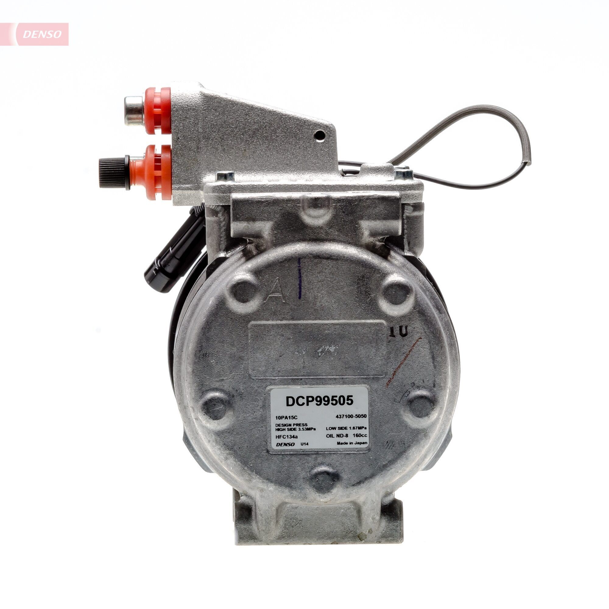 DENSO DCP99505 Air conditioner compressor 10PA15C, 12V, PAG 46, R 134a, with magnetic clutch
