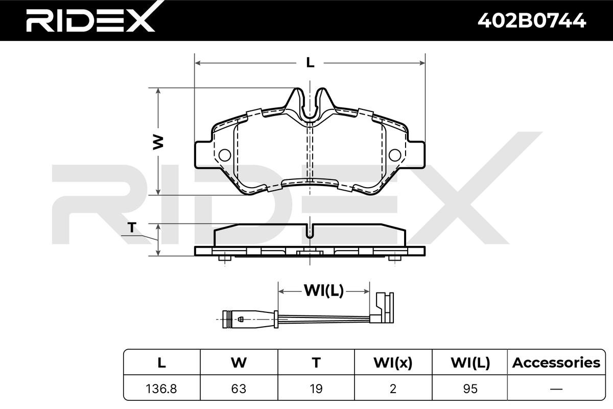 402B0744 Fékbetét készlet, tárcsafék RIDEX eredeti minőségű
