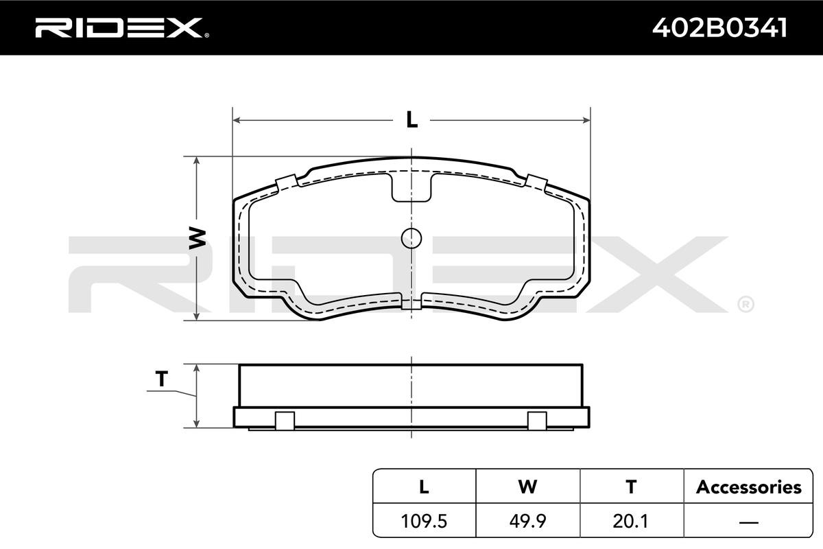 RIDEX Brake pad set, disc brake 402B0341 buy online