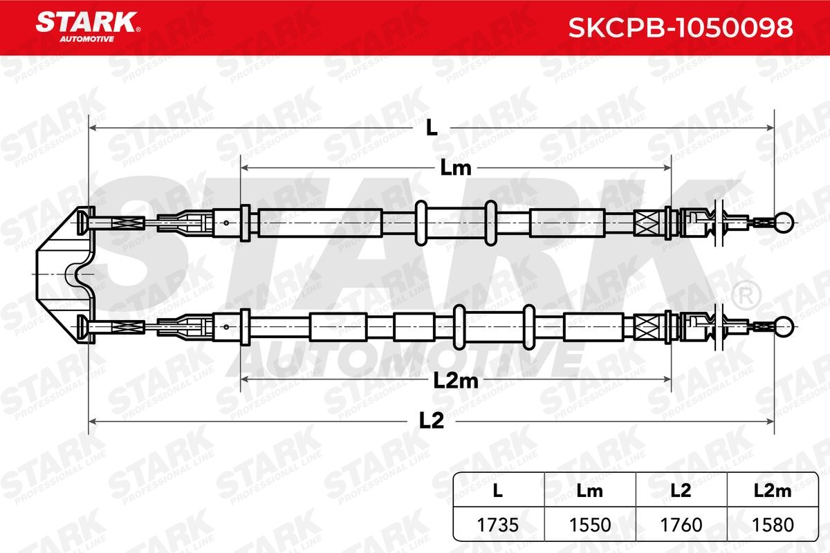 OEM-quality STARK SKCPB-1050098 Cable, parking brake