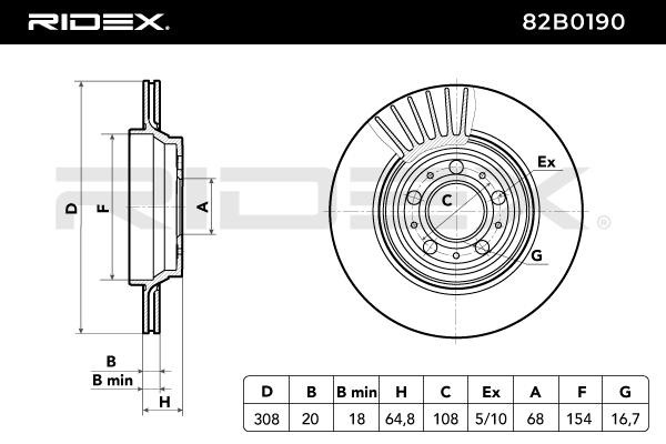 82B0190 Disco freno RIDEX prodotti di marca a buon mercato