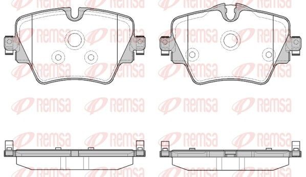 REMSA 1625.08 Brake pad set Front Axle, prepared for wear indicator, with adhesive film, with accessories, with spring