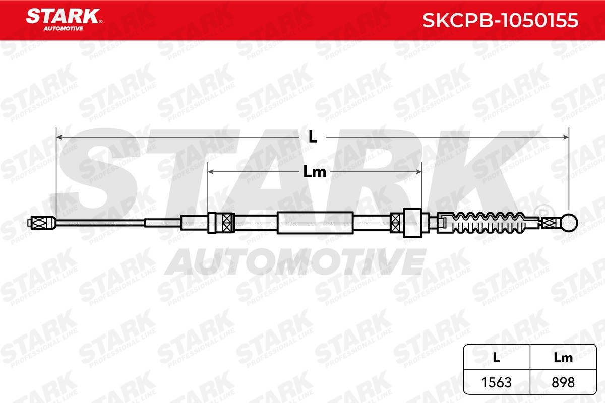 STARK SKCPB-1050155 Cable, parking brake Right Rear, Left Rear, 1563/898mm, Disc/Drum