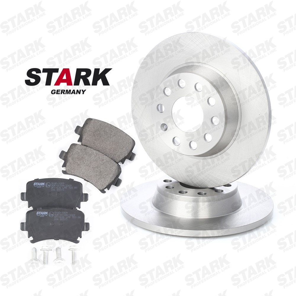 STARK SKBK-1090008 Brake discs and pads set Rear Axle, solid, excl. wear warning contact