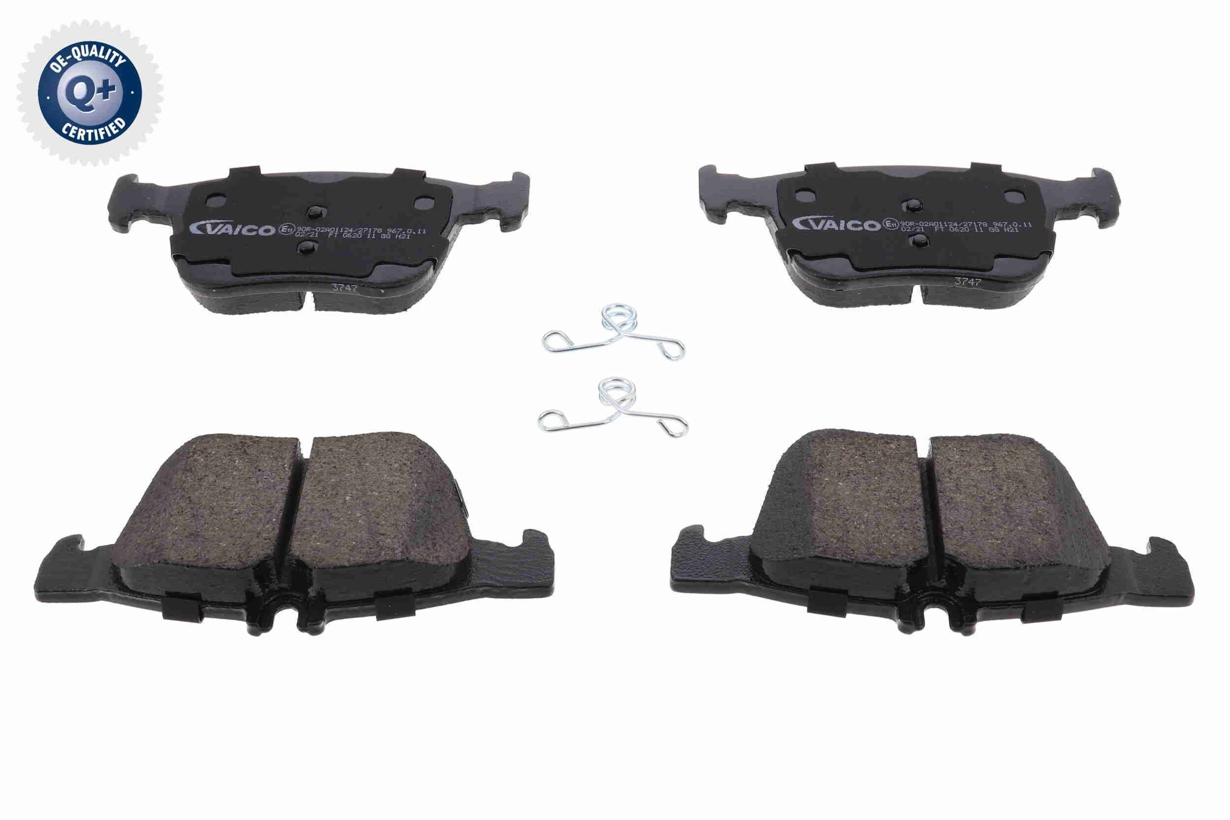 V10-1023 VAICO Brake pad set IVECO Q+, original equipment manufacturer quality, Rear Axle, excl. wear warning contact